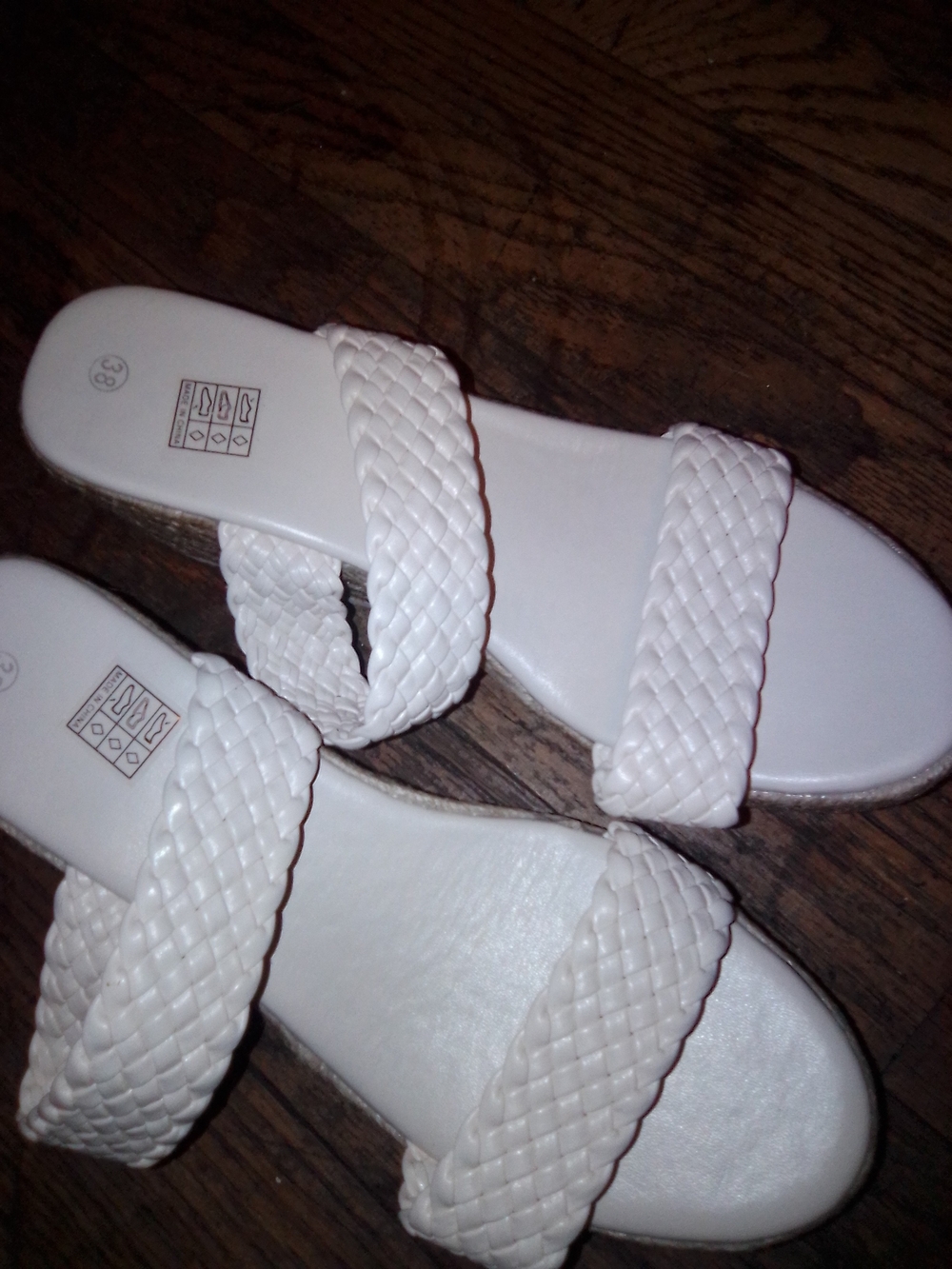 Braided Double-Strap White Slide Sandals for Women